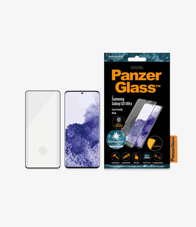 PanzerGlass - Kaljeno Steklo Case Friendly AB za Samsung Galaxy S21 Ultra, Fingerprint komp., črn