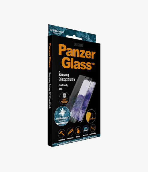 PanzerGlass - Kaljeno Steklo Case Friendly AB za Samsung Galaxy S21 Ultra, Fingerprint komp., črn