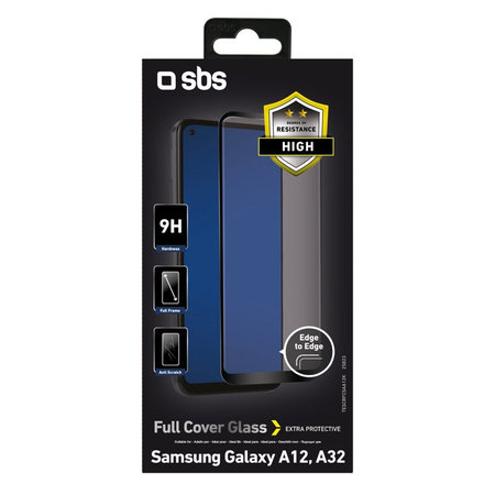 SBS - Tempered Glass Full Cover za Samsung Galaxy A12, A32 5G, M12, A13, A13 5G, A03 in A04s, črna