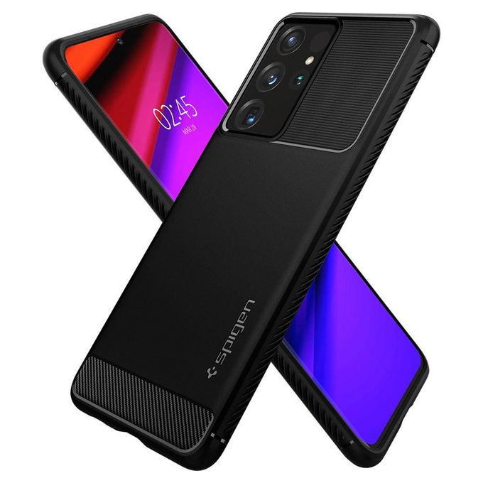 Spigen - Ovitek Rugged Armor za Samsung Galaxy S21 Ultra, črna