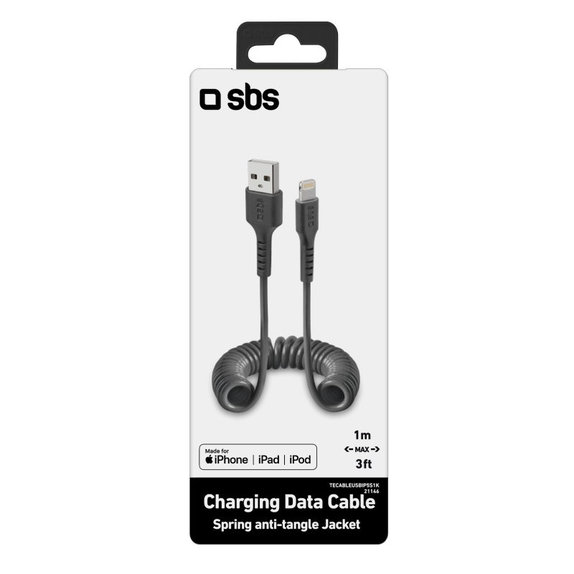 SBS - Lightning / USB kabel (1m), črn
