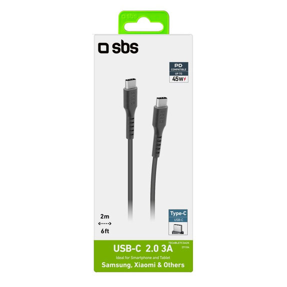 SBS - USB-C / USB-C kabel (2m), črn