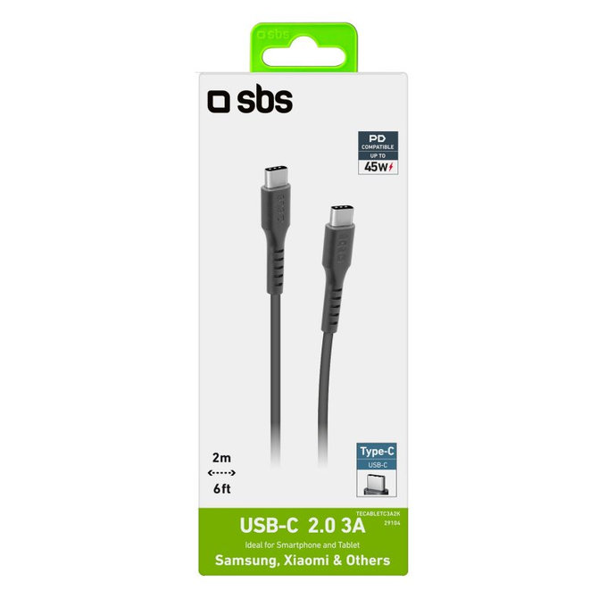 SBS - USB-C / USB-C kabel (2m), črn