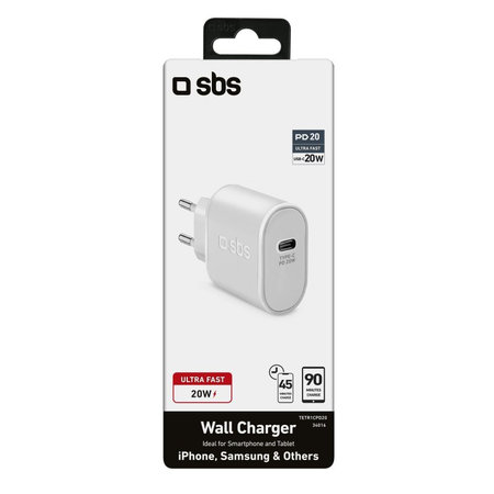 SBS - 20 W USB-C polnilni adapter, bel