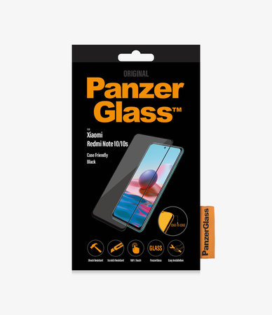 PanzerGlass - Kaljeno Steklo Case Friendly za Xiaomi Redmi Note 10, 10S, črn