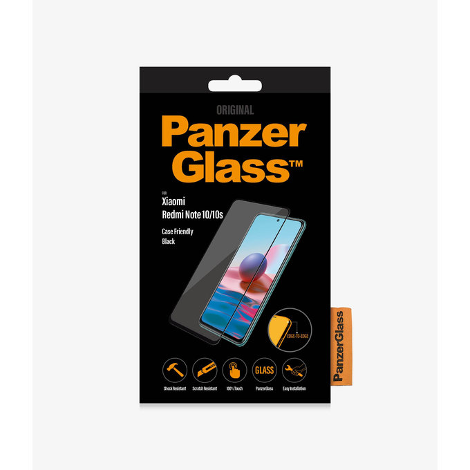 PanzerGlass - Kaljeno Steklo Case Friendly za Xiaomi Redmi Note 10, 10S, črn
