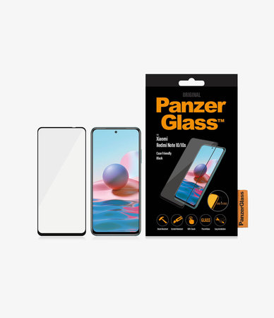 PanzerGlass - Kaljeno Steklo Case Friendly za Xiaomi Redmi Note 10, 10S, črn