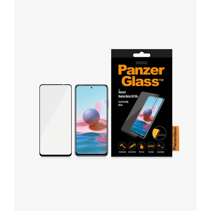 PanzerGlass - Kaljeno Steklo Case Friendly za Xiaomi Redmi Note 10, 10S, črn