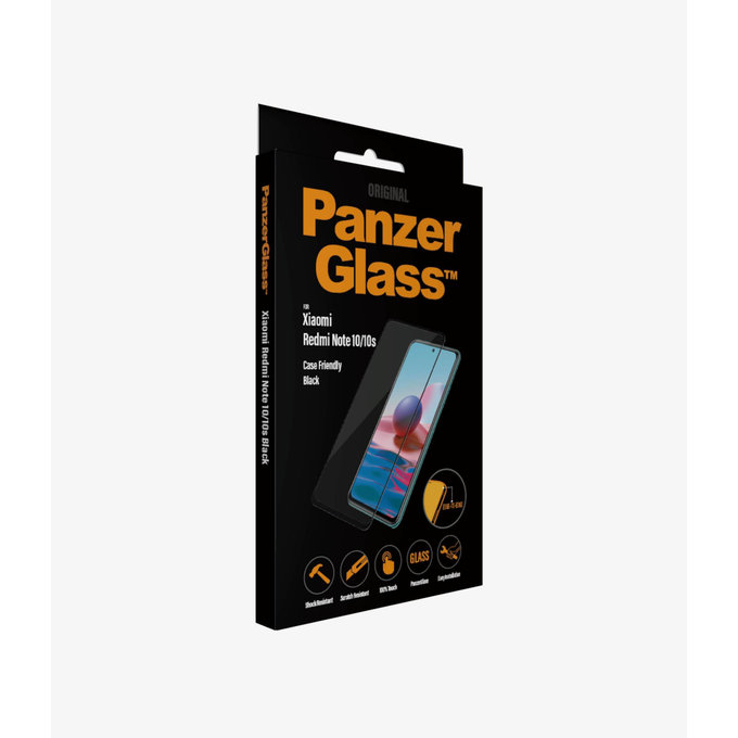 PanzerGlass - Kaljeno Steklo Case Friendly za Xiaomi Redmi Note 10, 10S, črn