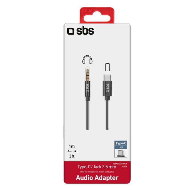 SBS - Adapter USB-C / 3,5mm Jack, črn