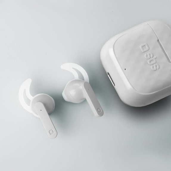 SBS - TWS Air Free brezžične slušalke s polnilnim ovitekjem 250 mAh, bele