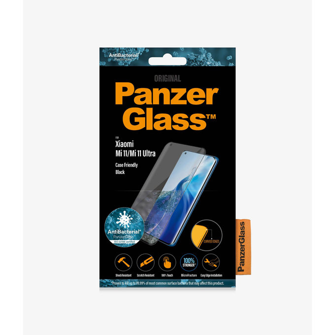 PanzerGlass - Kaljeno Steklo Case Friendly AB za Xiaomi Mi 11, Mi 11 Ultra, črn