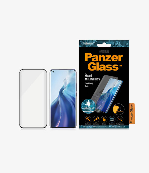 PanzerGlass - Kaljeno Steklo Case Friendly AB za Xiaomi Mi 11, Mi 11 Ultra, črn