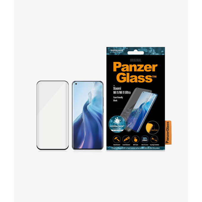 PanzerGlass - Kaljeno Steklo Case Friendly AB za Xiaomi Mi 11, Mi 11 Ultra, črn