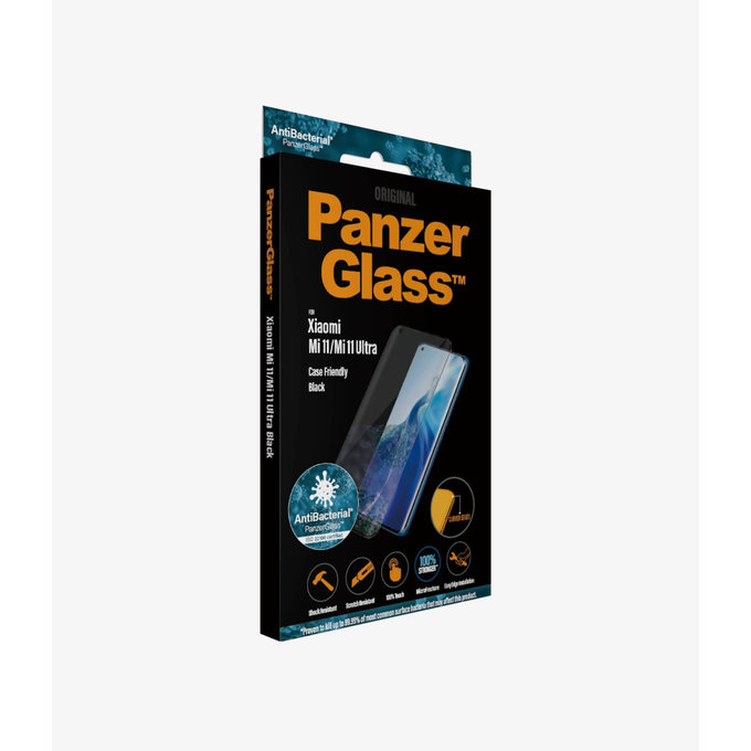 PanzerGlass - Kaljeno Steklo Case Friendly AB za Xiaomi Mi 11, Mi 11 Ultra, črn