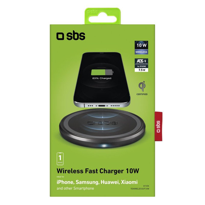 SBS - brezžični polnilec s Qi, črn