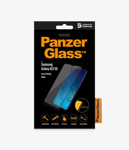 PanzerGlass - Kaljeno Steklo Case Friendly za Samsung Galaxy A22 5G, črn