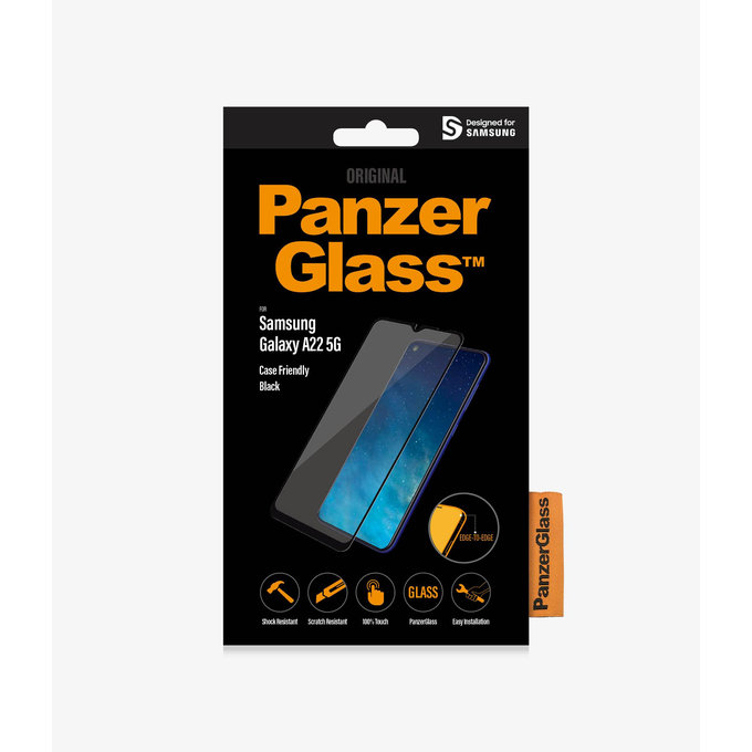 PanzerGlass - Kaljeno Steklo Case Friendly za Samsung Galaxy A22 5G, črn