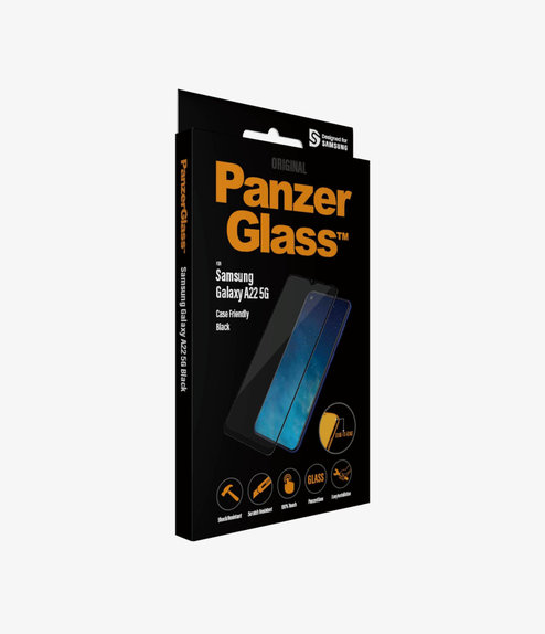 PanzerGlass - Kaljeno Steklo Case Friendly za Samsung Galaxy A22 5G, črn