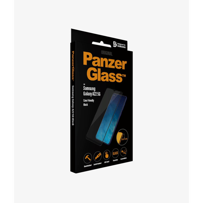 PanzerGlass - Kaljeno Steklo Case Friendly za Samsung Galaxy A22 5G, črn
