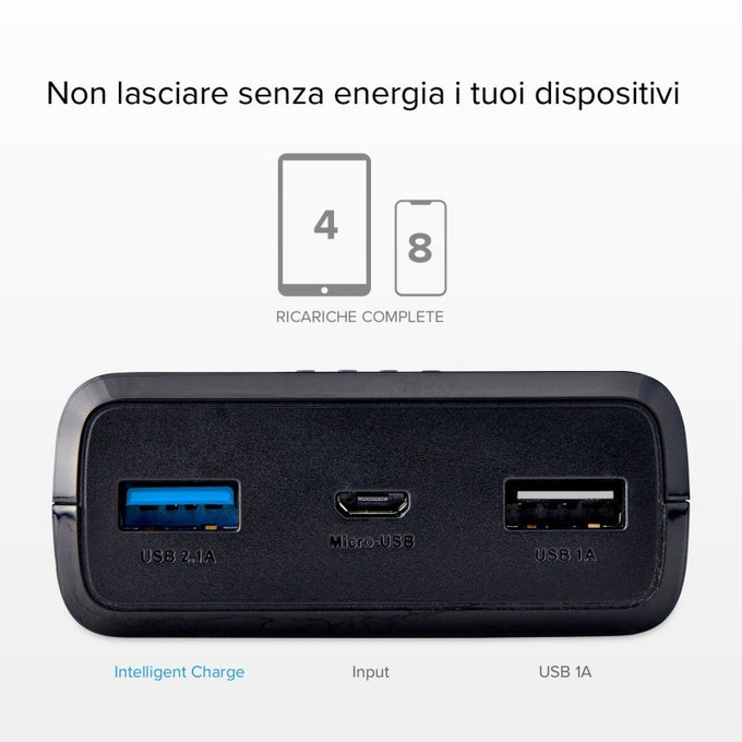 SBS - PowerBank 20 000 mAh, 2x USB, 2,1A, črna
