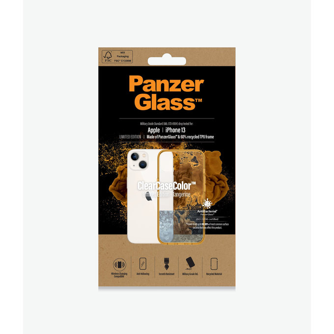 PanzerGlass - Ovitek ClearCaseColor AB za iPhone 13, mandarina