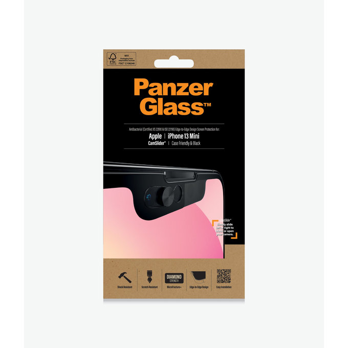 PanzerGlass - Kaljeno Steklo Case Friendly CamSlider AB za iPhone 13 mini, črn