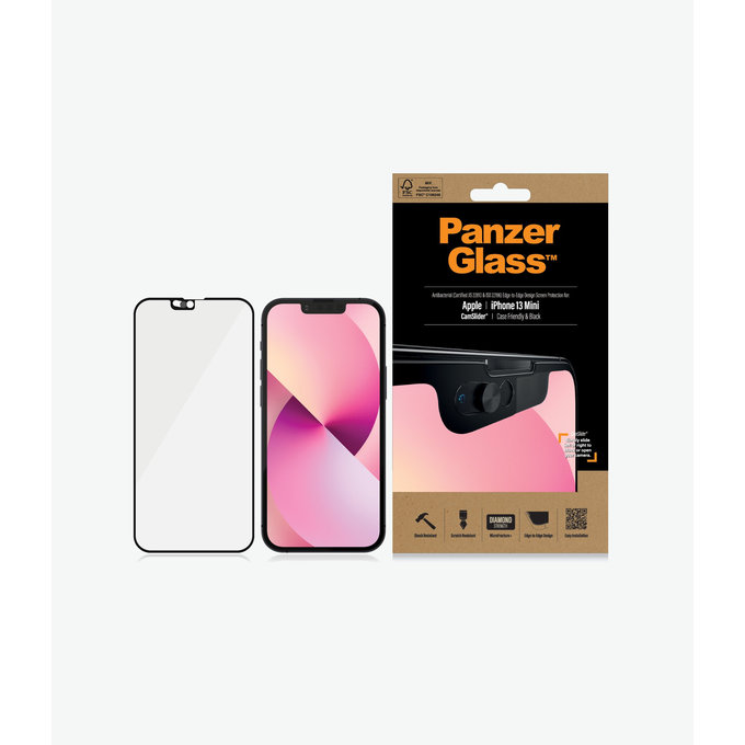 PanzerGlass - Kaljeno Steklo Case Friendly CamSlider AB za iPhone 13 mini, črn