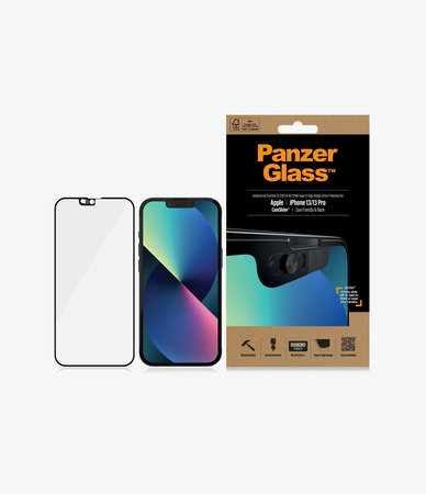 PanzerGlass - Kaljeno Steklo Case Friendly CamSlider AB za iPhone 13, 13 Pro in 14, črn