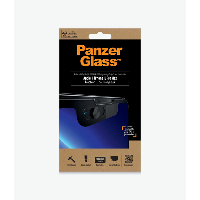 PanzerGlass - Kaljeno Steklo Case Friendly CamSlider AB za iPhone 13 Pro Max in 14 Plus, črn