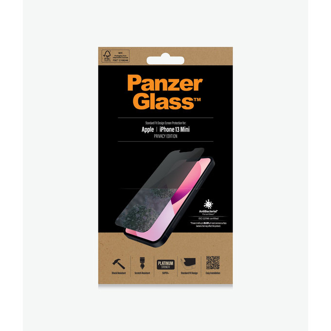 PanzerGlass - Kaljeno Steklo Standard Fit Privacy AB za iPhone 13 mini, transparent
