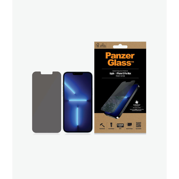 PanzerGlass - Kaljeno Steklo Standard Fit Privacy AB za iPhone 13 Pro Max in 14 Plus, transparent
