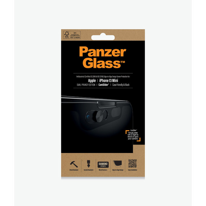PanzerGlass - Kaljeno Steklo Case Friendly Privacy CamSlider AB za iPhone 13 mini, črn