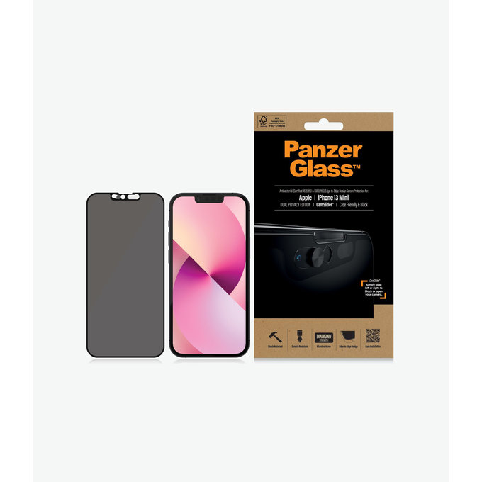 PanzerGlass - Kaljeno Steklo Case Friendly Privacy CamSlider AB za iPhone 13 mini, črn
