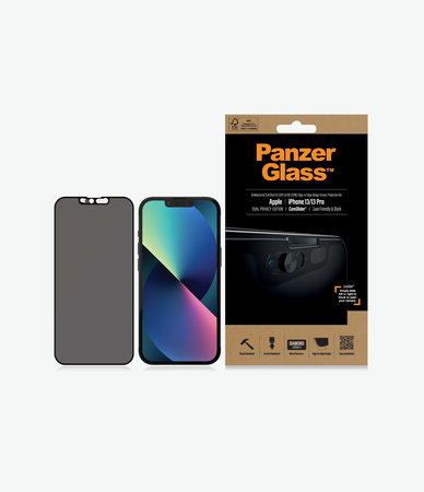 PanzerGlass - Kaljeno Steklo Case Friendly Privacy CamSlider AB za iPhone 13, 13 Pro in 14, črn