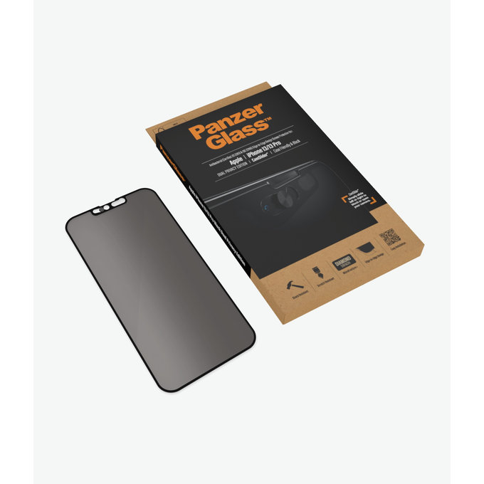 PanzerGlass - Kaljeno Steklo Case Friendly Privacy CamSlider AB za iPhone 13, 13 Pro in 14, črn