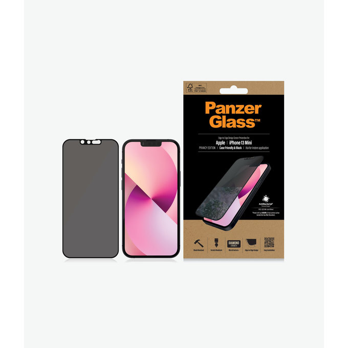 PanzerGlass - Kaljeno Steklo Case Friendly Privacy AB za iPhone 13 mini, črn
