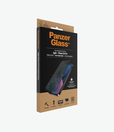 PanzerGlass - Kaljeno Steklo Case Friendly Privacy AB za iPhone 13, 13 Pro in 14, črn