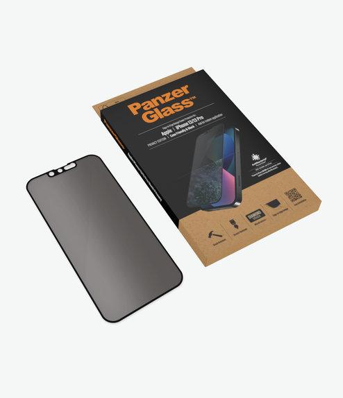 PanzerGlass - Kaljeno Steklo Case Friendly Privacy AB za iPhone 13, 13 Pro in 14, črn