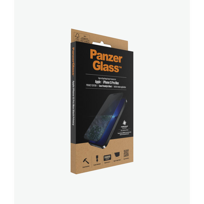 PanzerGlass - Kaljeno Steklo Case Friendly Privacy AB za iPhone 13 Pro Max in 14 Plus, črn