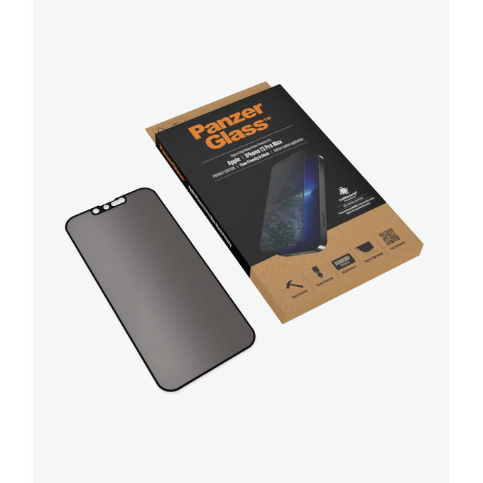 PanzerGlass - Kaljeno Steklo Case Friendly Privacy AB za iPhone 13 Pro Max in 14 Plus, črn