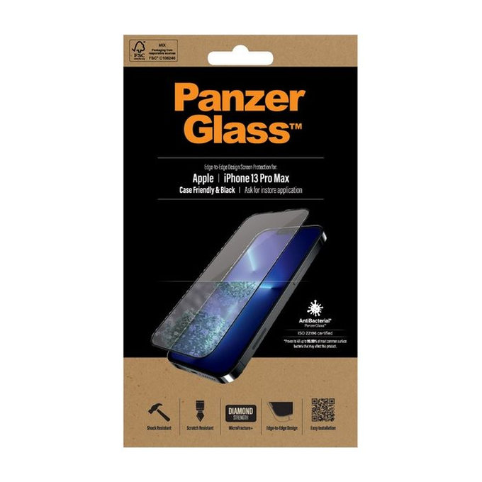PanzerGlass - Kaljeno Steklo Case Friendly AB za iPhone 13 Pro Max in 14 Plus, črn