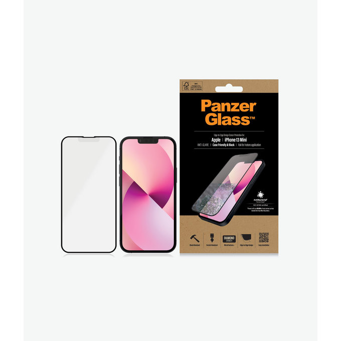 PanzerGlass - Tempered Glass Case Friendly Anti-Glare AB za iPhone 13 mini, črna