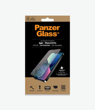 PanzerGlass - Tempered Glass Case Friendly Anti-Glare AB za iPhone 13, 13 Pro in 14, črna