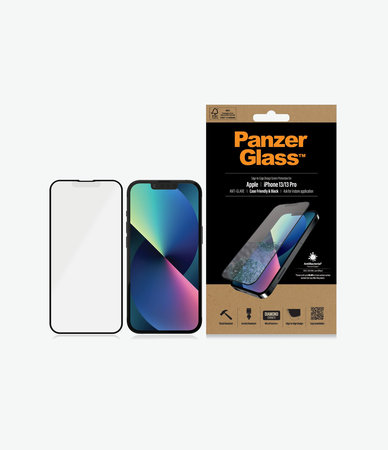 PanzerGlass - Tempered Glass Case Friendly Anti-Glare AB za iPhone 13, 13 Pro in 14, črna
