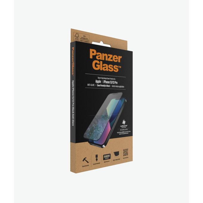 PanzerGlass - Tempered Glass Case Friendly Anti-Glare AB za iPhone 13, 13 Pro in 14, črna