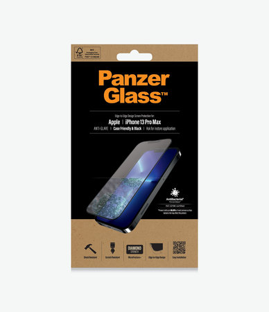 PanzerGlass - Kaljeno Steklo Case Friendly Anti-Glare AB za iPhone 13 Pro Max in 14 Plus, črn