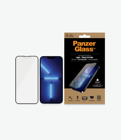 PanzerGlass - Kaljeno Steklo Case Friendly Anti-Glare AB za iPhone 13 Pro Max in 14 Plus, črn