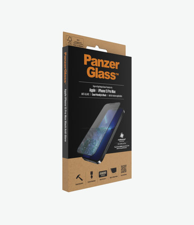 PanzerGlass - Kaljeno Steklo Case Friendly Anti-Glare AB za iPhone 13 Pro Max in 14 Plus, črn