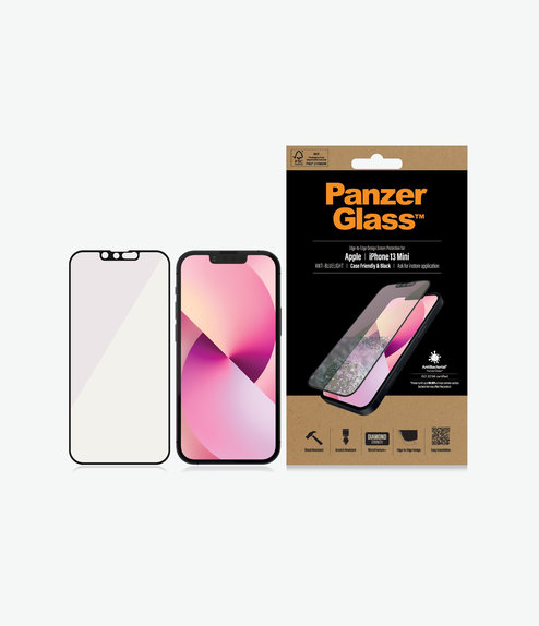 PanzerGlass - Kaljeno Steklo Case Friendly Anti-Bluelight AB za iPhone 13 mini, črn